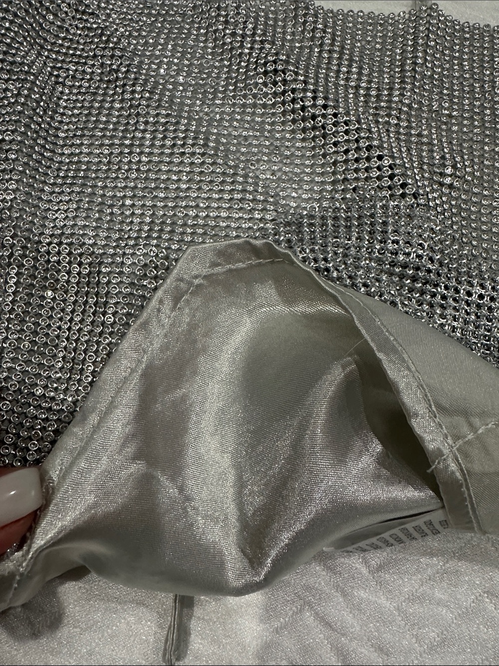Silver Rhinestone Halter Crop Top - Picture 2 of 4